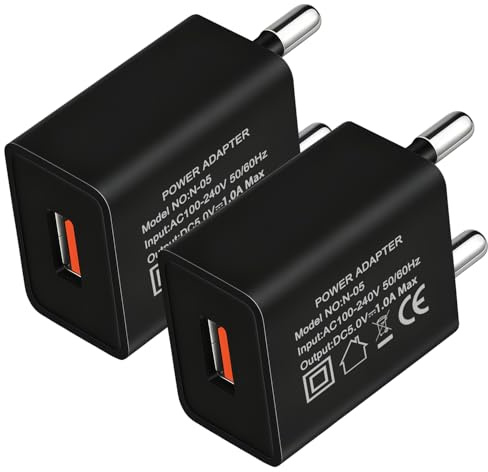 5V/1A Ladegerät USB Stecker 2er-Pack Netzteil 5v 1a Ladestecker 5W 1 Amp Armbanduhr USB Plug Kompatibel Samsung Galaxy Watch 8/7/6/5/4/3/Ultra/FE/Active 2/6 Classic 5 Volt 1000mA Uhr Ladekopf Schwarz