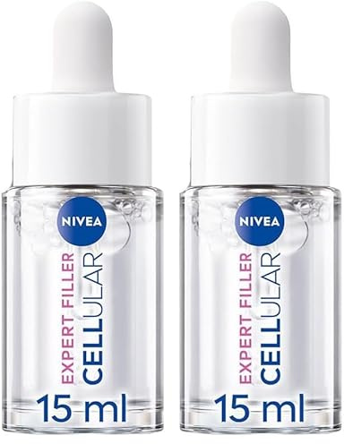 NIVEA Cellular Expert Filler Faltenfüller-Serum mit Mikro-Hyaluronsäure, feuchtigkeitsspendendes und Anti-Aging-Gesichtsserum, glättet Falten, leichte Textur, alle Hauttypen, 15 ml (Packung mit 2)