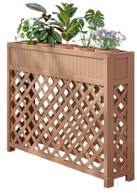 Jardinière-paravent Extérieure Autoportante, Cloison Décorative À Treillage, Support Pour Pots De Fleurs — Idéal Pour Jardin, Balcon, Restaurant Ou Terrasse.(brun,120x25x90cm)