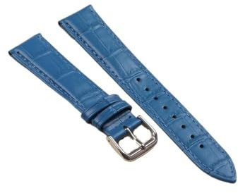 yangfangmei 10 mm läderrem 10/12/13/14/15/16/17/18/19/20/21/22/24 universellt klockband Slub-mönster klocktillbehör(Blue,16mm)