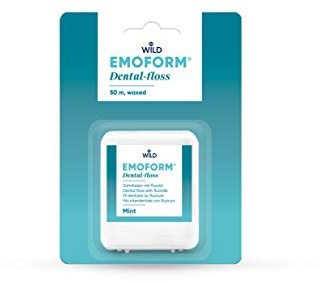 Seda dental Emoform, menta, con flúor, para una limpieza óptima de los intersticios dentales