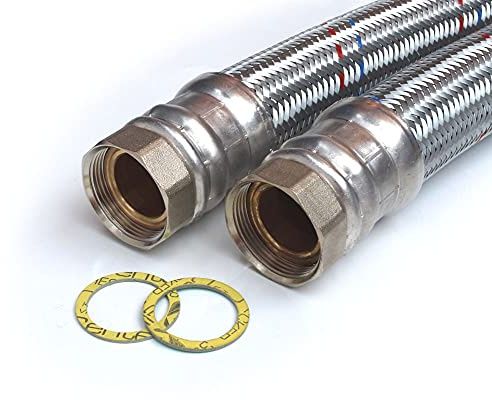 H2O-Flex® Panzerschlauch DN50 mit verzinkter Umflechtung 2 Zoll ÜM x 2 Zoll ÜM, Flexschlauch für Nutzwasser 30cm