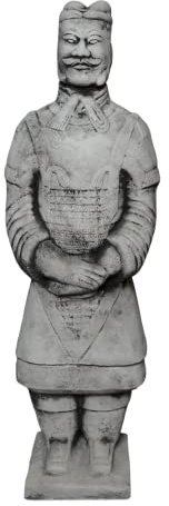gartendekoparadies.de Statue eines Chinesischen Terrakotta-Kriegers, Steinfigur, Grau, Frostsicher aus Steinguss für Außenbereich, H. 64 cm, 17 kg