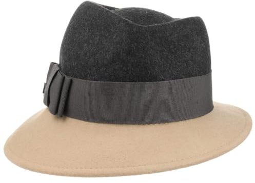 LIERYS Asym Twotone Wollfilzhut Trilby Damen Filzhut mit Schleife Made in Italy Herbst Winter