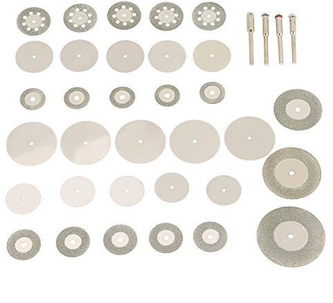 33 Pz Set Lama HSS Circolare Dischi Diamantati Mini Disco Taglio Resina Metallo Taglio Legno Pietra Compatibile per Mandrino Utensile Rotativo Diametro 16-40mm