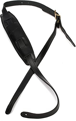 Fender® »MUSTANG® VINTAGE SADDLE STRAP« Gitarrengurt aus Leder - Lange Version - Farbe: Schwarz