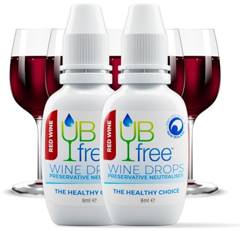 UBfree Wine Drops - 2 Pack Red - Sulfite and Histamine Remover for Red Wine - Natural, Odorless, Tasteless, Reduces Headaches and Allergies - Portable