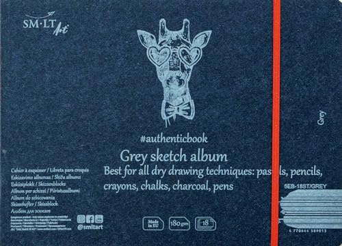 SM.LT 5EB-18ST/GREY Authentic Line 245x176 mm Grau Baumwolle enthalten Genähter Skizzenblock, Grau Papier, 180 gsm, 18 Blatt Recycelter Deckel