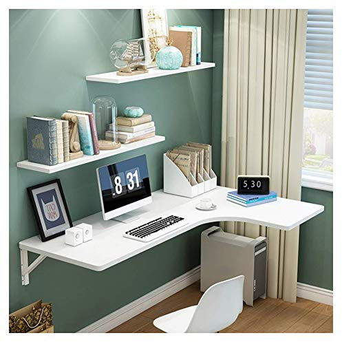 APOE Tavolo Pieghevole Sospeso a Muro, Scrivania Angolare per Computer, Multifunzionale Banco da Lavoro Tavolo Porta PC da Ufficio Casa, Salvaspazio