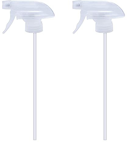 Cosywell Spray Bottle Mist Spray Stream Trigger Replacement Parts Spray Bottle Trigger Sprayer Bottle Nozzles With Pipes Fits 8 oz /16 oz 28/400 Round Neck Bottles Clear 2 Pcs (2PCS, Clear)