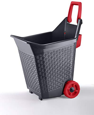AC-Déco Chariot De Jardinage - L 59 X L 50 X H 72 Cm - Rouge Et Gris