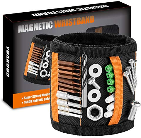 Magnetic Wristband Tools, Tool Belt With 20 Strong Magnets for Holding Screws/Nails/Drill Bits, Magnetic Wristband Gifts for Him/Men/Father/Dad/DIY Handyman/Electrician/Husband/Boyfriend (Black)