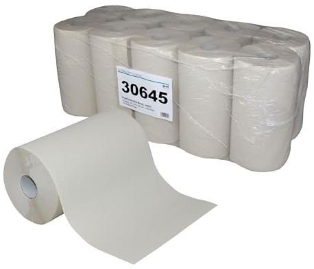 10 Putztuchrollen natur 3-lagig | 24x38 cm | je 100 Blatt | 100% Recycling | Saugstarke Mehrzweckrollen, 3-lagig, geprägt und perforiert, ideal für Industrie-, Werkstatt- und Handwerksbetriebe