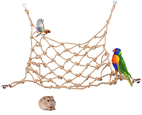 Hayaww Kletternetz für Papageien, Kletterseil für Wellensittiche, Kletternetz, Spielzeug, Hanfseil, Netze, Baumwollseil, Vogel, Sitzstangen für Vögel, Papageien, Vögel, Hamster