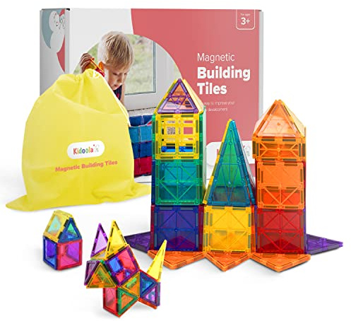 kidoola Magnetic Tiles Building Blocks Toy Set 53PCS – STEM Construction Magnet Jigsaw Blocks for Kids – Educational Montessori Learning Toy for Boys & Girls Age 3+