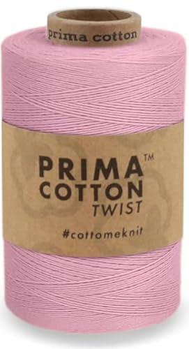 fuwi Prima Cotton Twist Baumwollgarn 0,8 mm - Mattes Häkel- & Strickgarn aus 100% Baumwolle, nicht mercerisiert - Für Spitzen, Tischdecken, Traumfänger & Weben, 1000 Meter (0009 - Puder)