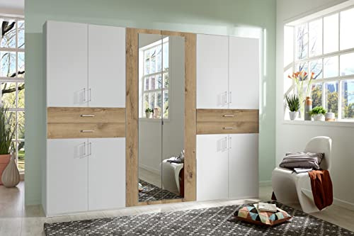 möbelando Dreh-/Schwebetürenschrank >Taiga< (B/H/T: 270x208x58 cm) in Weiß