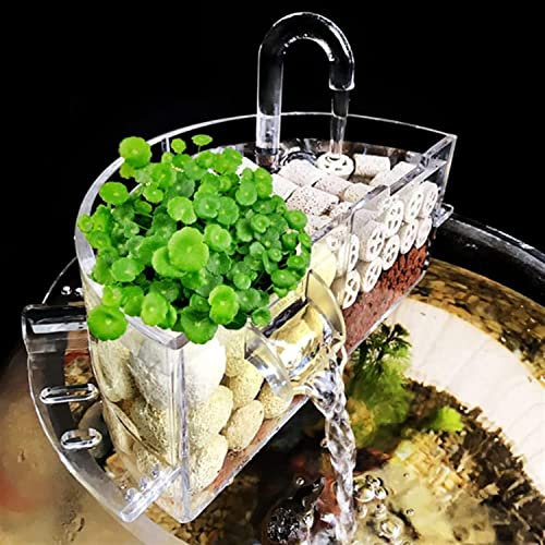 LMEIL 3-in-1-Aquarium-Fischtank-Außenfilterbox, Acryl-Filterbox, Aquarium-Aufhängefilter, Wasserfall, erhöht den Sauerstoff, Wasserreiniger, Aquarium-Zubehör, rundes Aquarium-Fischglas