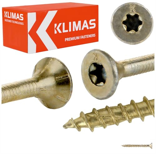 KLIMAS Vis à bois bichromatée - tête fraisée - filetage partiel - empreinte torx - pointe anti-fendage 6 x 60 - Boîte de 100 - Vis, pointes, boulons