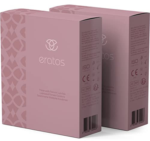 ERATOS - Preservativi Femminili - Con Ciambella Brevettata - Lattice Naturale Inodore - Lubrificante a Base di Acqua - Marchio CE - Confezione da 2 Preservativi