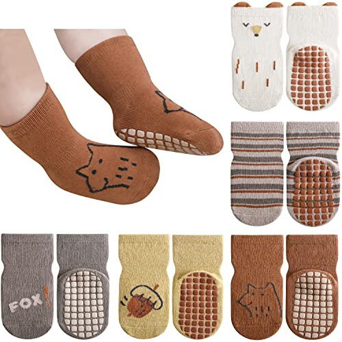 Adorel Chaussettes Antidérapantes Coton Basse Bébé Lot de 5 Dessin Animé 1-3 Ans (Taille du Fabricant M)