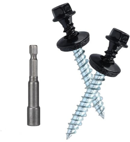 Metal Roofing Screws 10 x 1-1/2 inch, Black Hex Head Sheet Metal Roof Screw with EPDM Washer for Corrugated Roofing (250Pcs)