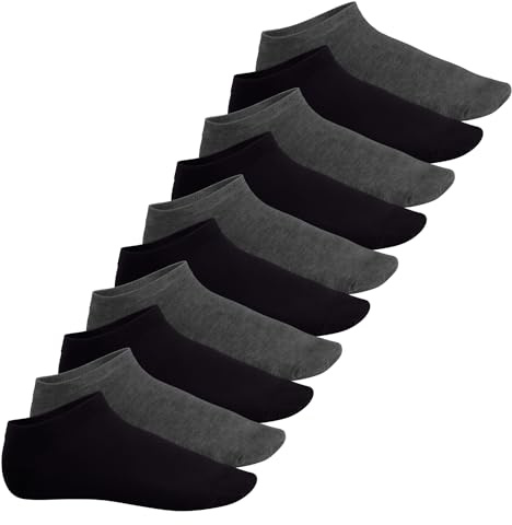 Footstar EVERYDAY! 10 | 20 par dam- och herrsneakers strumpor korta sneakerstrumpor korta strumpor, Antracit svart, 35-38 EU