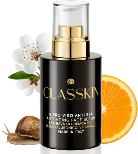 Siero Viso Donna Uomo 50 ml, Anti-Età, Liftante, Idratante e Antimacchia per Pelle più Soda e Tonica con Acido Ialuronico, Bava di lumaca Bio 98%, Niacinamide e Vitamina C