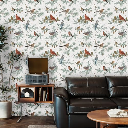 VaryPaper Papier Peint Oiseaux Vintage Papier Peint Jungle 44.5cmx200cm Papier Adhésif Décoratif Film Adhesif pour Meuble Papier Vinyle Autocollant Papier Peint Adhesif Mural Salon Chambre Armoire