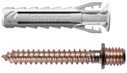 Fischer 5 Tasselli SX Plus 8 DVR con Doppia Vite per Collarini in Rame, Ideale per Tubi in Rame, Include 5 Viti e 5 tasselli, 567648