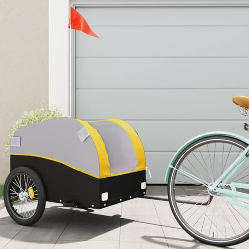 ShGaxin Remolque de Carga para Bicicleta Hierro Negro y Amarillo 45 kg, Remolque Bici Perro, Remolque Bicicleta De Carga - SPU:94127