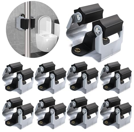 3-H Cuelga Escobas Pared 8 Piezas, Soporte Escobas Pared Acero Inoxidable Colgador Escobas y Fregonas 0,7MM Espesor Antideslizante, 5KG Soporte, Tornillos Incluidos para Cocina,Baño,Garaje,Jardín