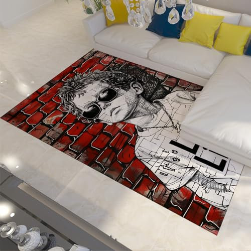 UERWOWELL Coole Junge Kinder Teppiche für Schlafzimmer Wandkunst Graffiti Wurf Teppiche für Klassenzimmer Kinderzimmer Arbeitszimmer Teppiche mit Gummirücken waschbar 150x200cm