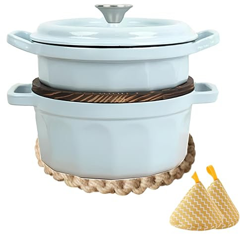 DYHQQ Cast Iron Roaster Cocotte With Steam Insert 4.5 L Round Dutch Ovens Dual HandleEnameled Cast Iron Dutch Oven Pot with Lid Oven Safe up to 500°F