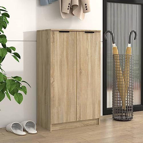 DYRJDJWIDHW schuhregal klein,schuhregal,schuhregal schmal,Schuhschrank Sonoma-Eiche 59x35x100 cm HolzwerkstoffFür Türöffnungen, Korridore