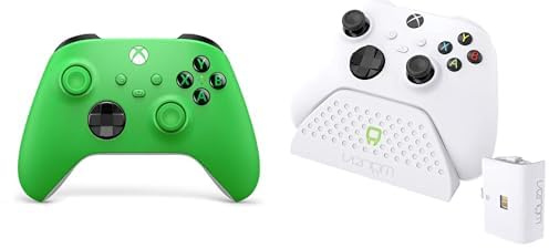 Xbox Wireless Controller – Velocity Green Series X|S, One e Device Windows+Venom Dock Di Ricarica con Batteria Ricaricabile - Bianco Series X e S One - Bundle