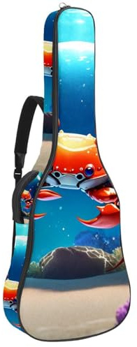 Schöne Gitarrentasche, wasserdichte Gigbag mit mehreren Taschen – 40/41/42 Zoll Akustikgitarrenetui, Krabben-Kristallkugel, Mehrfarbig Nr. 01, 42.9x16.9x4.7 in, Gitarrentasche