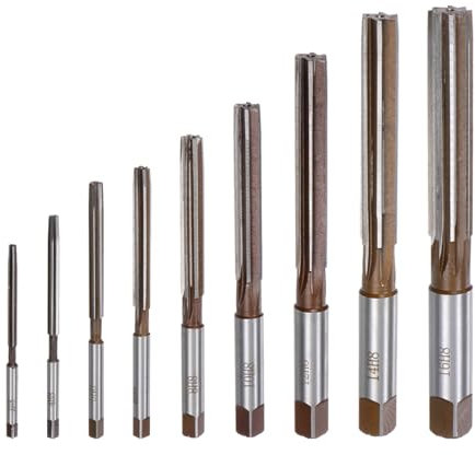 sourcing map 9pcs Hand Reamers Set 3mm 4mm 5mm 6mm 8mm 10mm 12mm 14mm 16mm H8 Metric Alloy Steel Reamer Bit Straight Flutes Steel Cutting Tool for Metal Wood Hole Reaming