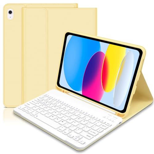Funda para iPad de 10ª generación con teclado de 10.9 pulgadas 2022, teclado de diseño del Reino Unido para iPad de 10ª generación, funda inteligente delgada con teclado desmontable y soporte