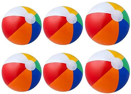 Zyael Inflatable Rainbow Beach Balls - 6 Pack, Large (30cm & 40cm) for Kids & Adults, Pool & Swimming