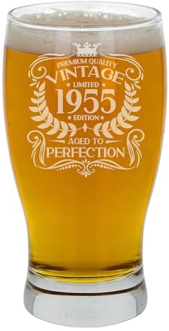 Always Looking Good 71st Birthday Gift for Men Vintage 1955 Aged to Perfection Engraved Pint Beer Glass Present for 71 Year Old Etched Cider Lager Beer Tulip Pint Glasses