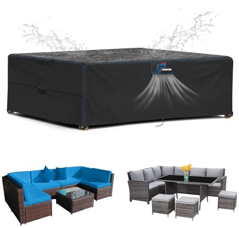 SIRUITON Fundas para muebles de jardín de 180 x 100 x 74 cm con ventilación de aire, impermeable, resistente al viento, tela Oxford 420D resistente a desgarros, funda para mesa de exterior,