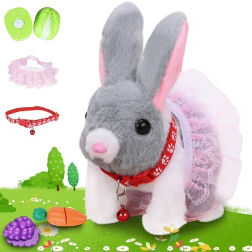 NOLAKMI Easter Bunny Stuffed Animal, Ideal Easter Gifts for Kids 3-5, Hopping Bunny Toys for Kids with Sounds, Wiggling Ears, Nose, Jumping, Great for Birthdays, Children's Day