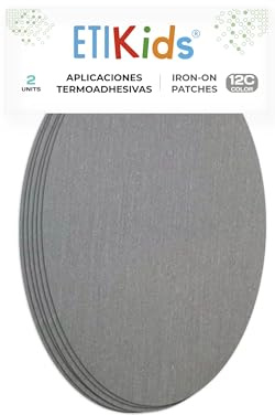 2 Light Grey Iron-On Fabric Repair Patches – Knee & Elbow Patches for Clothes, Trousers, Jackets, Sweaters & Shirts, 16 x 10 cm