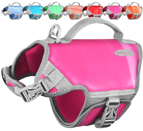VIVAGLORY Dog Life Vest Neoprene Dog Life Jacket, XS, Wind Pink