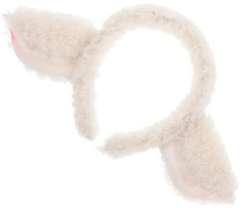 Homoyoyo fascia per orecchie di agnello fascia di agnello per in corno di pecora copricapo animale Cerchietto con orecchie di o di pecora di a tessuto Beige
