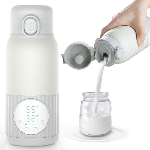 Flaschenwärmer Baby Unterwegs Tragbar Akku 380ml für Muttermilch Wasser - Schnell Aufheizen | Präzise Temperaturregelung | Lange Akkulaufzeit | 10000mAh | USB-C Laden | Auslaufsicher | Geschenk