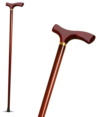 KINEPHARMA Bastones de Madera en T de 89 cm para Estaturas de 1.60 a 1.80 m | Bastón para Hombres y Mujeres Resistente y Estable | Garrote de Madera para Todas Las Edades Ergonómico