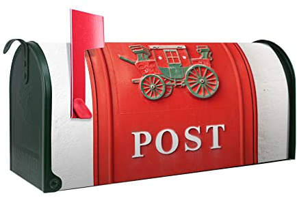 banjado Amerikanischer Briefkasten - US Mailbox/Letterbox mit Motiv Motiv Postkasten Nostalgie 51x22x17cm - Postkasten Stahl aus Amerika – Briefkasten amerikanisch grün pulverbeschichtet