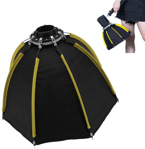 19,7/50Cm Softbox Octogonale, Mini-boîte à Softbox de Pliage Rapide Bowens avec Diffuseur à 2 Couches, Grille en Nid d'abeille et Sac de Transport, pour la Photographie Video